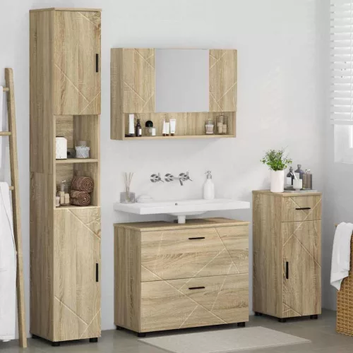 Fürdőszoba bútor szett 4 pcs sonoma tölgy 30 x 35 x 192 cm