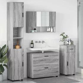   Fürdőszoba bútor szett 4 pcs Szürke sonoma 30 x 35 x 192 cm