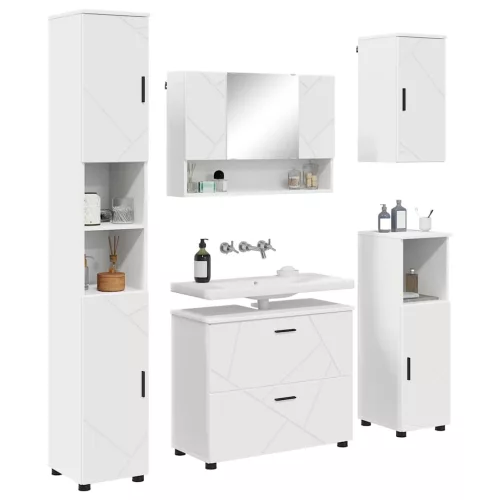 Fürdőszoba bútor szett 5 pcs Fehér 30 x 35 x 192 cm Faanyag