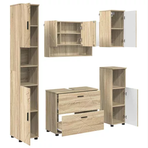 Fürdőszoba bútor szett 5 pcs sonoma tölgy 30 x 35 x 192 cm