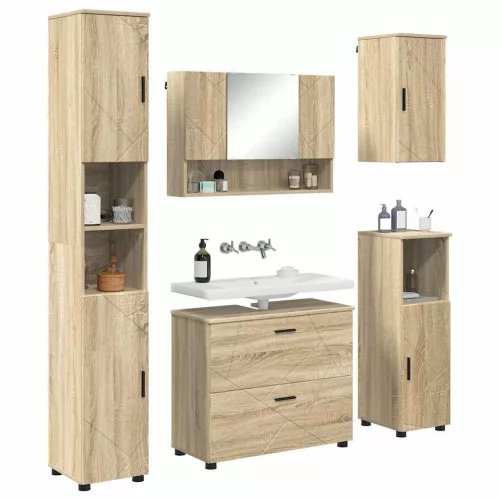 Fürdőszoba bútor szett 5 pcs sonoma tölgy 30 x 35 x 192 cm