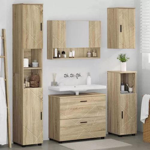 Fürdőszoba bútor szett 5 pcs sonoma tölgy 30 x 35 x 192 cm