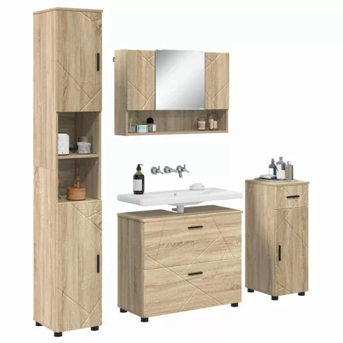 Fürdőszoba bútor szett 5 pcs sonoma tölgy 30 x 35 x 192 cm