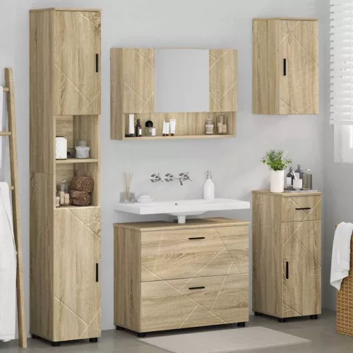 Fürdőszoba bútor szett 5 pcs sonoma tölgy 30 x 35 x 192 cm