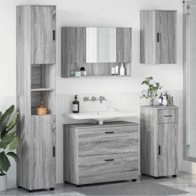   Fürdőszoba bútor szett 5 pcs Szürke sonoma 30 x 35 x 192 cm