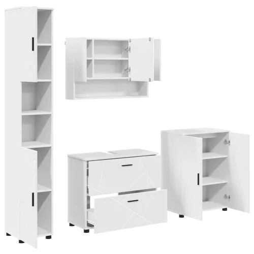 Fürdőszoba bútor szett 4 pcs Fehér 30 x 35 x 192 cm Faanyag