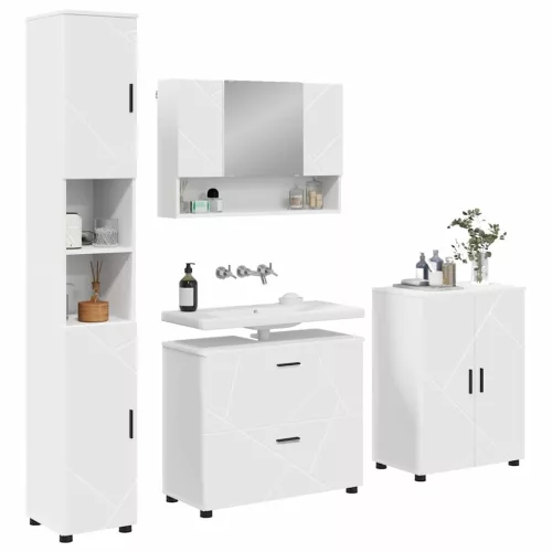 Fürdőszoba bútor szett 4 pcs Fehér 30 x 35 x 192 cm Faanyag