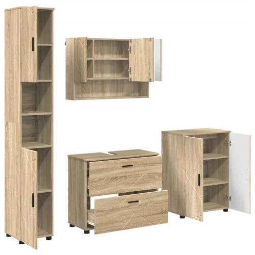 Fürdőszoba bútor szett 4 pcs sonoma tölgy 30 x 35 x 192 cm
