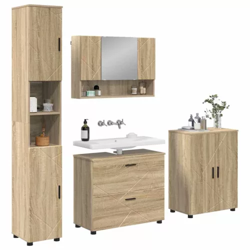 Fürdőszoba bútor szett 4 pcs sonoma tölgy 30 x 35 x 192 cm