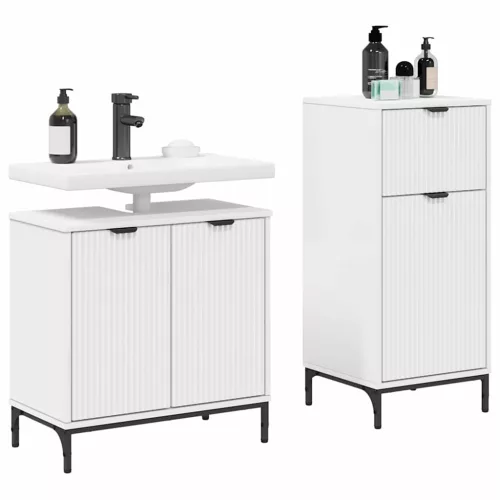 Fürdőszoba bútor szett 2 pcs Fehér 39.5 x 36 x 88 cm Faanyag
