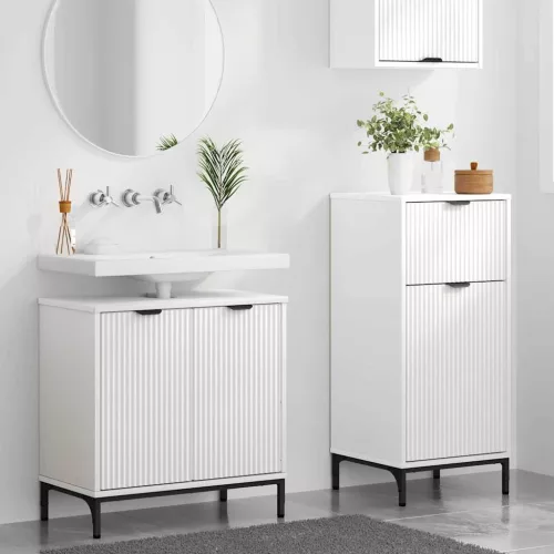 Fürdőszoba bútor szett 2 pcs Fehér 39.5 x 36 x 88 cm Faanyag