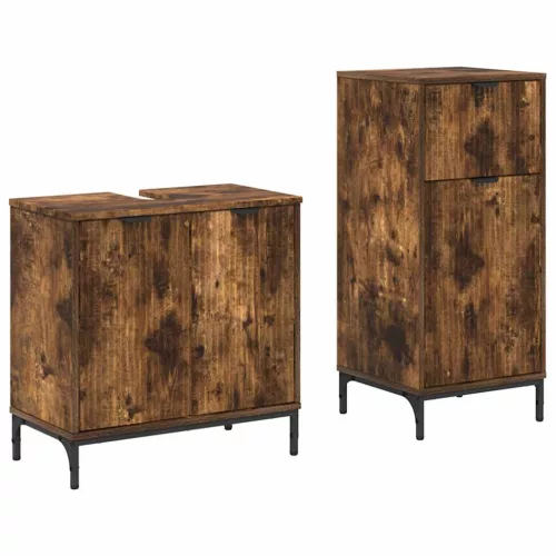 Fürdőszoba bútor szett 2 pcs Füstölt tölgy 39.5 x 36 x 88 cm