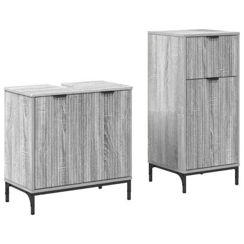 Fürdőszoba bútor szett 2 pcs Szürke sonoma 39.5 x 36 x 88 cm