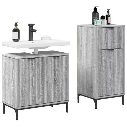 Fürdőszoba bútor szett 2 pcs Szürke sonoma 39.5 x 36 x 88 cm