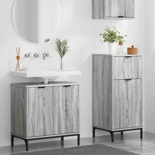 Fürdőszoba bútor szett 2 pcs Szürke sonoma 39.5 x 36 x 88 cm