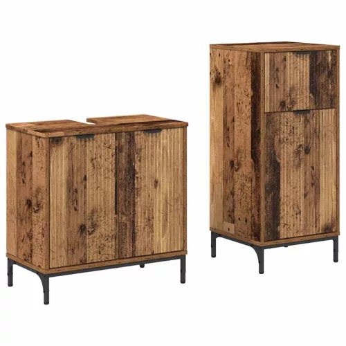 Fürdőszoba bútor szett 2 pcs Régi fa 39.5 x 36 x 88 cm Faanyag