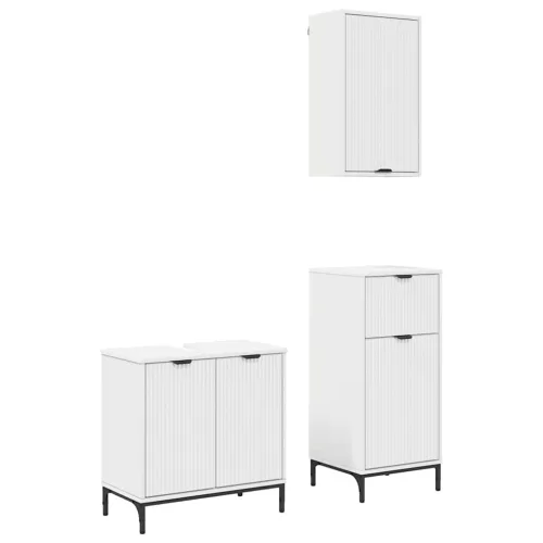 Fürdőszoba bútor szett 3 pcs Fehér 39.5 x 36 x 88 cm Faanyag