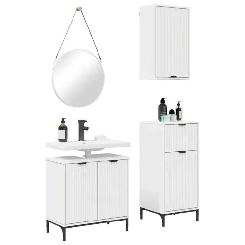 Fürdőszoba bútor szett 3 pcs Fehér 39.5 x 36 x 88 cm Faanyag