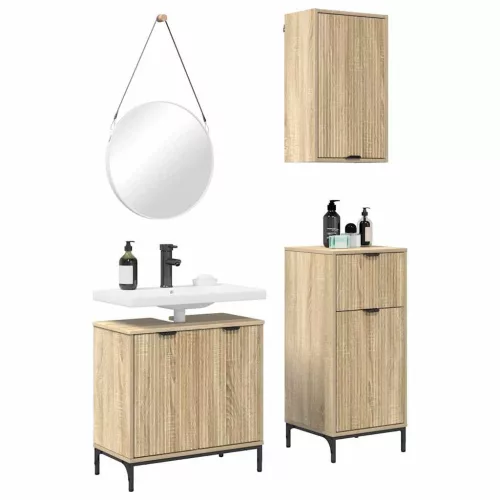 Fürdőszoba bútor szett 3 pcs sonoma tölgy 39.5 x 36 x 88 cm