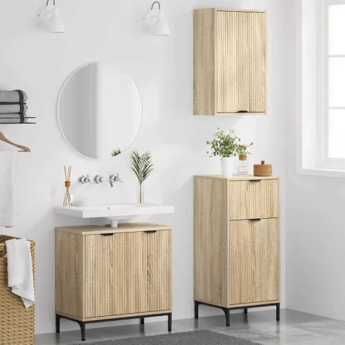 Fürdőszoba bútor szett 3 pcs sonoma tölgy 39.5 x 36 x 88 cm
