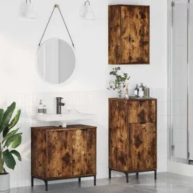   Fürdőszoba bútor szett 3 pcs Füstölt tölgy 39.5 x 36 x 88 cm