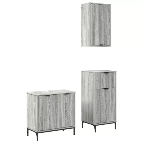 Fürdőszoba bútor szett 3 pcs Szürke sonoma 39.5 x 36 x 88 cm