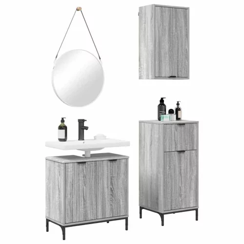 Fürdőszoba bútor szett 3 pcs Szürke sonoma 39.5 x 36 x 88 cm