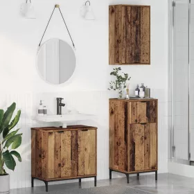   Fürdőszoba bútor szett 3 pcs Régi fa 39.5 x 36 x 88 cm Faanyag