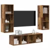 TV Szekrény Szett 3 pcs Régi fa 37 x 37 x 142.5 cm Faanyag