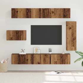   TV szekrény garnitúra 8 pcs Régi fa 30.5 x 30 x 90 cm Faanyag
