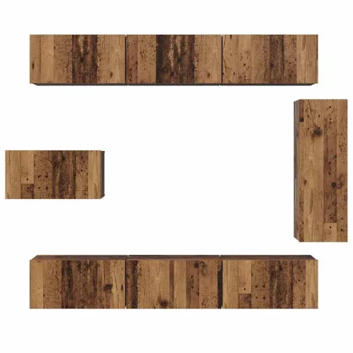 TV szekrény garnitúra 8 pcs Régi fa 30.5 x 30 x 90 cm Faanyag