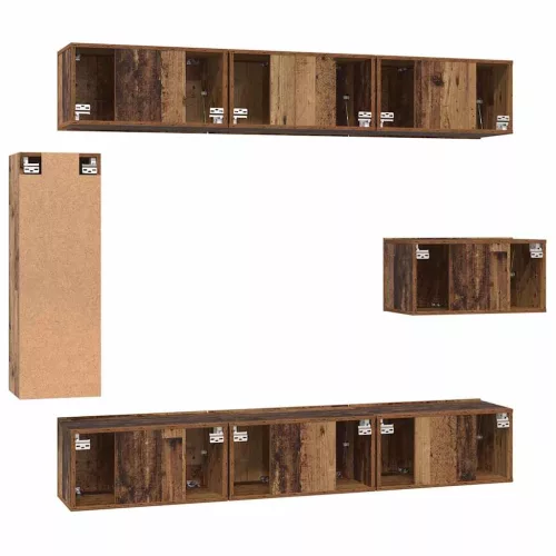 TV szekrény garnitúra 8 pcs Régi fa 30.5 x 30 x 90 cm Faanyag