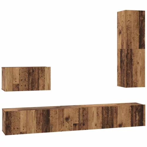 TV Szekrény Szett 4 pcs Régi fa 200 x 30 x 30 cm Faanyag