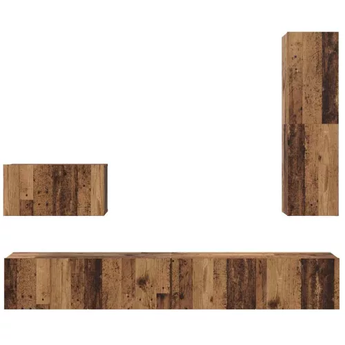 TV Szekrény Szett 4 pcs Régi fa 200 x 30 x 30 cm Faanyag