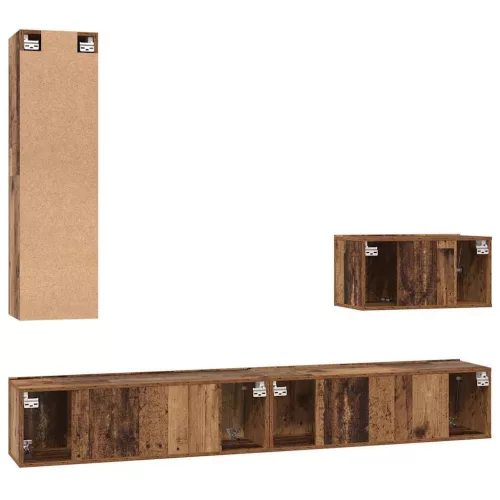 TV Szekrény Szett 4 pcs Régi fa 200 x 30 x 30 cm Faanyag