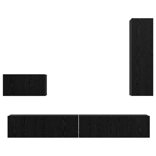 Fali TV Szekrény 4 pcs Musta tammi 200 x 30 x 30 cm Műanyag Fa