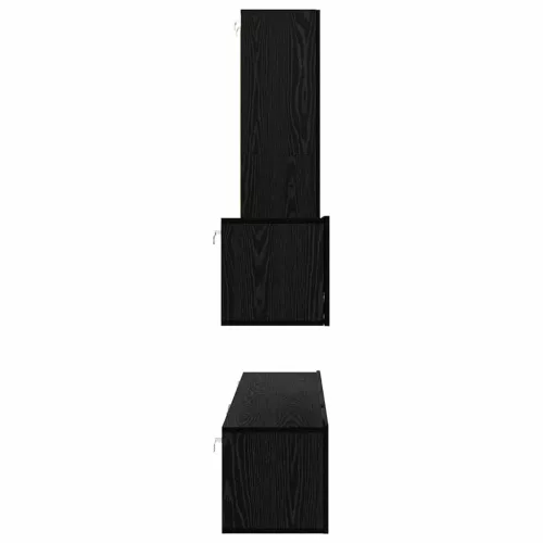 Fali TV Szekrény 4 pcs Musta tammi 200 x 30 x 30 cm Műanyag Fa