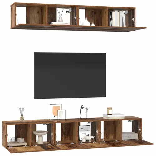 TV szekrény garnitúra 5 pcs Régi fa 100 x 30 x 30 cm Faanyag