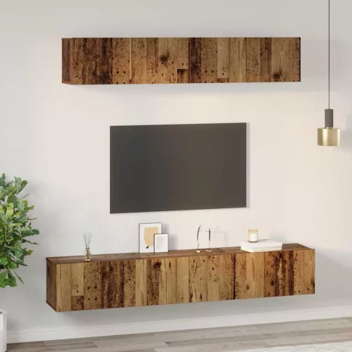 TV szekrény garnitúra 5 pcs Régi fa 100 x 30 x 30 cm Faanyag
