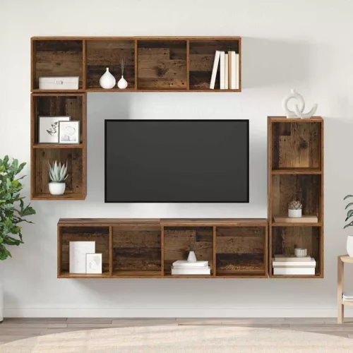 TV szekrény garnitúra 4 pcs Régi fa 37 x 37 x 142.5 cm Faanyag