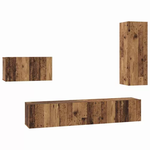 TV szekrény garnitúra 4 pcs Régi fa 30.5 x 30 x 90 cm Faanyag