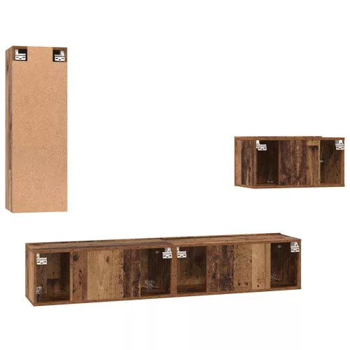 TV szekrény garnitúra 4 pcs Régi fa 30.5 x 30 x 90 cm Faanyag