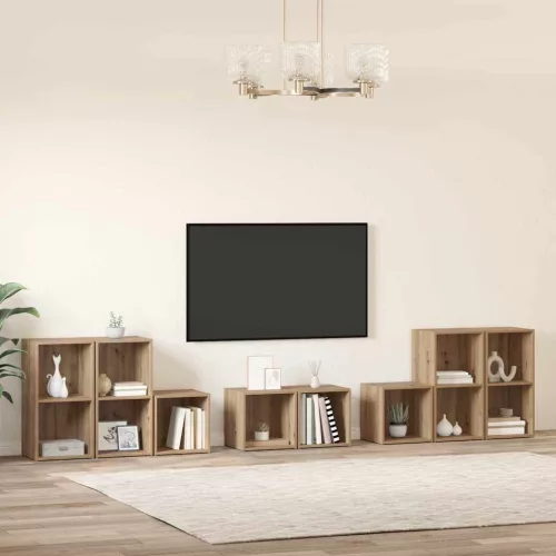 TV Szekrény Szett 8 pcs Artisan tölgy 37 x 35 x 72 cm Faanyag