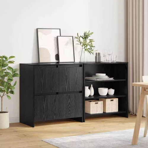 Oldalszekrények 2 pcs Musta tammi 70 x 41 x 75 cm Faanyag