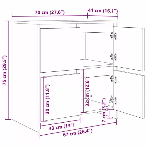 Oldalszekrények 2 pcs kézműves tölgy 70 x 41 x 75 cm Faanyag