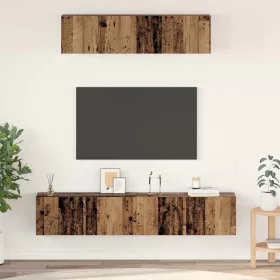 TV Szekrény Szett Falra szerelhető 4 pcs Régi fa Faanyag