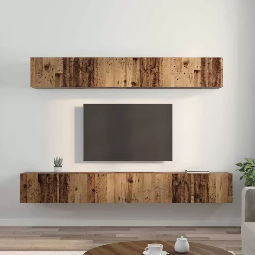 TV Szekrény Szett Falra szerelhető 5 pcs Régi fa Faanyag