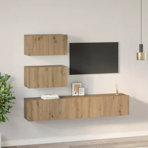 TV szekrény garnitúra 4 pcs kézműves tölgy Faanyag