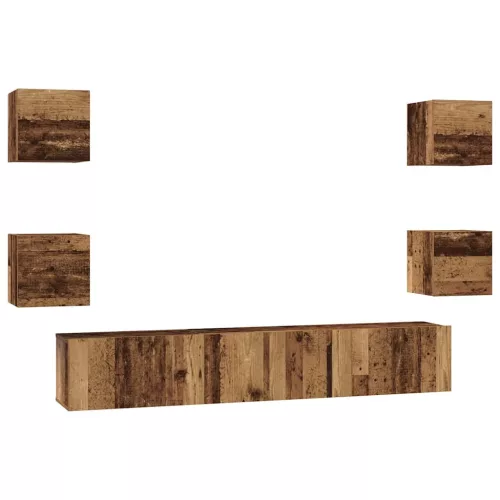 TV szekrény garnitúra 7 pcs Régi fa 60 x 30 x 30 cm Faanyag
