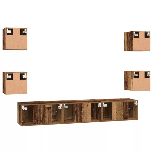 TV szekrény garnitúra 7 pcs Régi fa 60 x 30 x 30 cm Faanyag